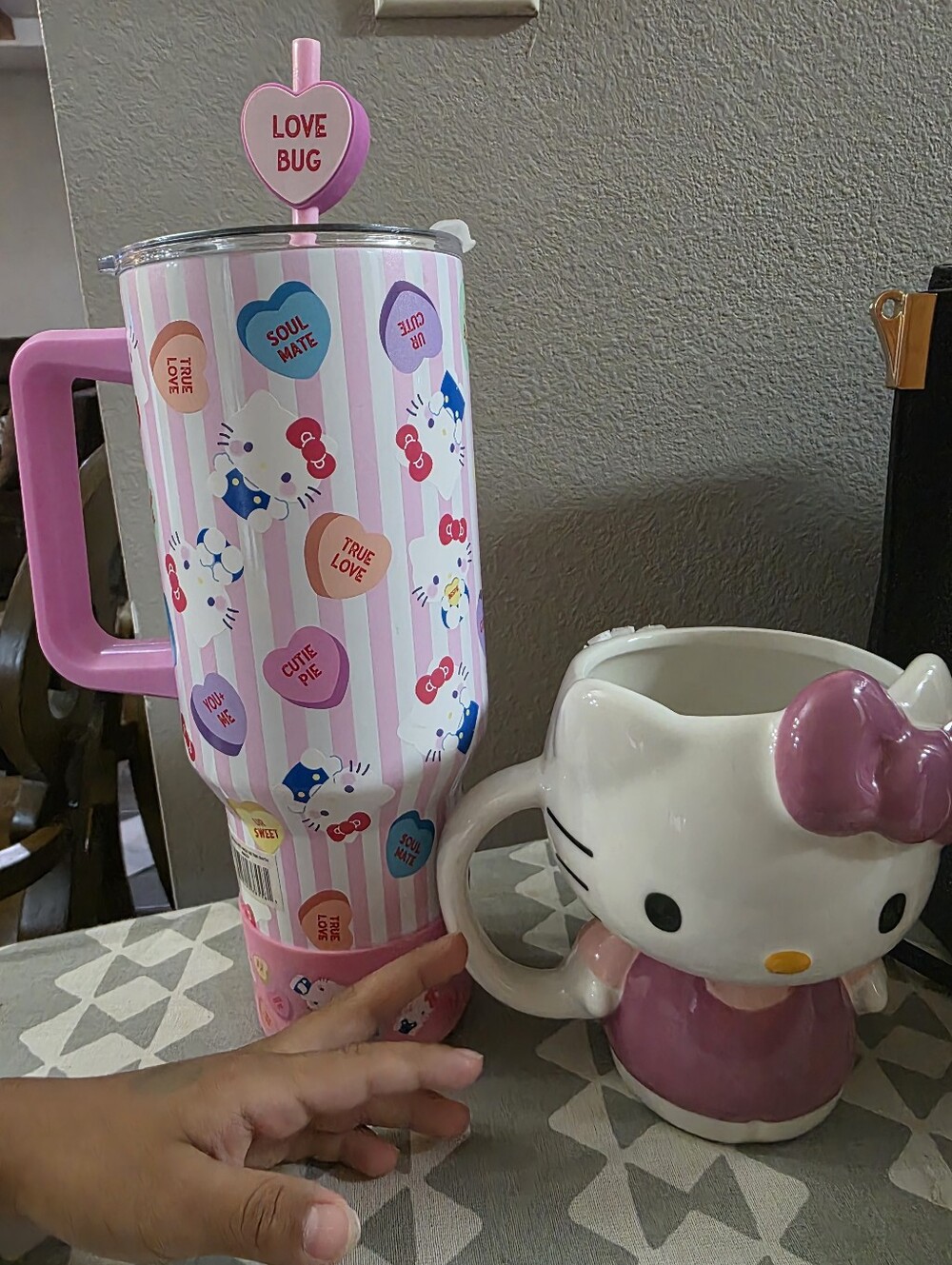 Hello Kitty Pink Love Bug Travel Tumbler with Matching Ceramic Mug